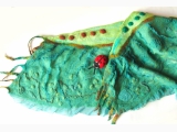 Handmade Nuno Felted scarf stole Green with Ladybug